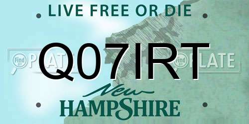 Q07IRT New Hampshire License Plate