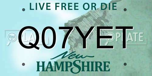 Q07YET New Hampshire License Plate
