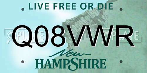 Q08VWR New Hampshire License Plate