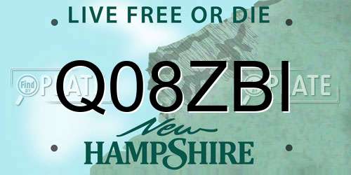 Q08ZBI New Hampshire License Plate