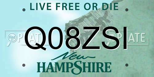 Q08ZSI New Hampshire License Plate