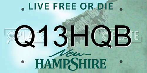 Q13HQB New Hampshire License Plate