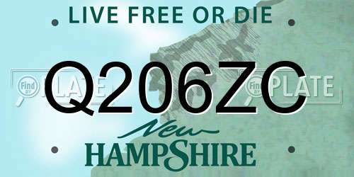 Q206ZC New Hampshire License Plate