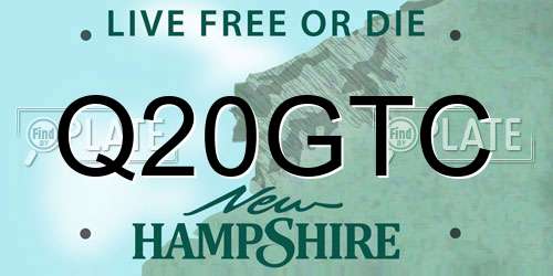 Q20GTC New Hampshire License Plate