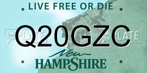 Q20GZC New Hampshire License Plate