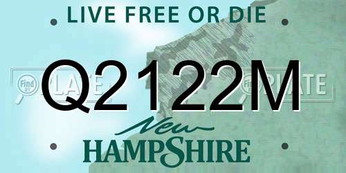 Q2122M New Hampshire License Plate