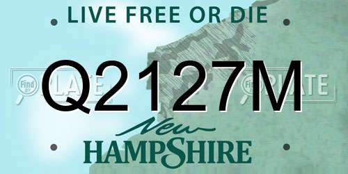 Q2127M New Hampshire License Plate