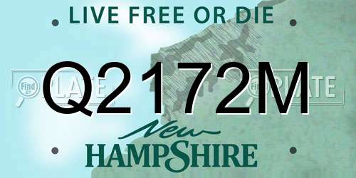 Q2172M New Hampshire License Plate