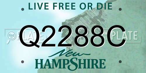 Q2288C New Hampshire License Plate