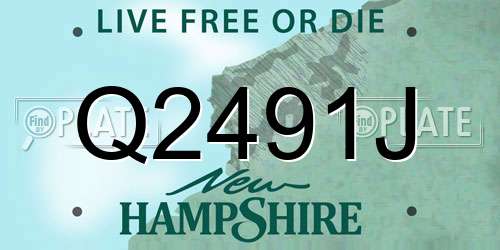 Q2491J New Hampshire License Plate