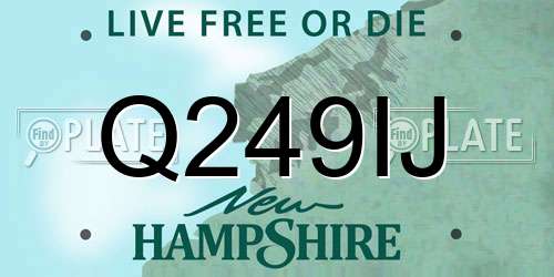 Q249IJ New Hampshire License Plate