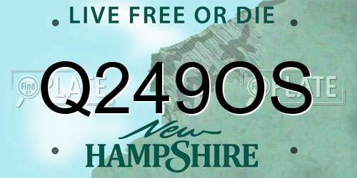 Q249OS New Hampshire License Plate