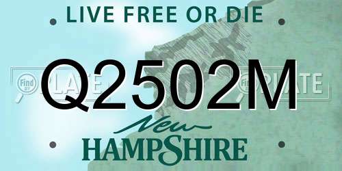 Q2502M New Hampshire License Plate