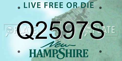 Q2597S New Hampshire License Plate