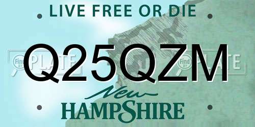 Q25QZM New Hampshire License Plate