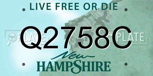 Q2758C New Hampshire License Plate