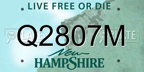 Q2807M New Hampshire License Plate