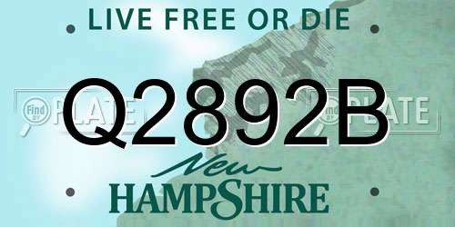 Q2892B New Hampshire License Plate