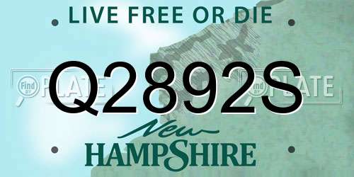 Q2892S New Hampshire License Plate