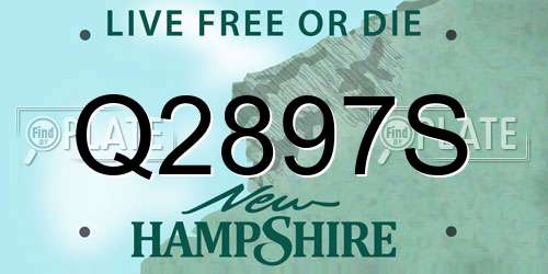 Q2897S New Hampshire License Plate