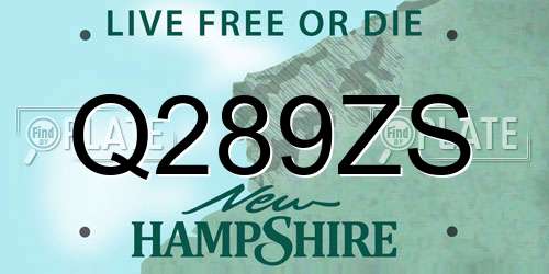 Q289ZS New Hampshire License Plate