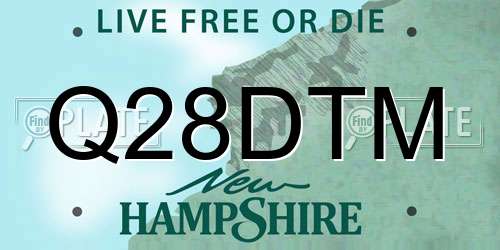 Q28DTM New Hampshire License Plate