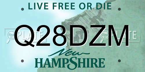 Q28DZM New Hampshire License Plate