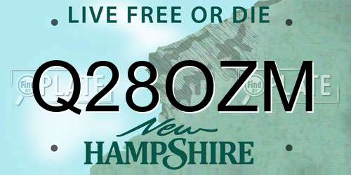 Q28OZM New Hampshire License Plate