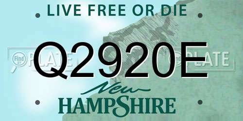 Q2920E New Hampshire License Plate