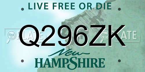 Q296ZK New Hampshire License Plate