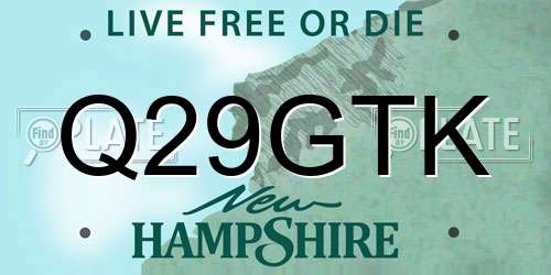 Q29GTK New Hampshire License Plate