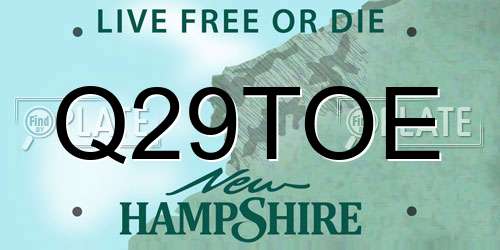 Q29TOE New Hampshire License Plate