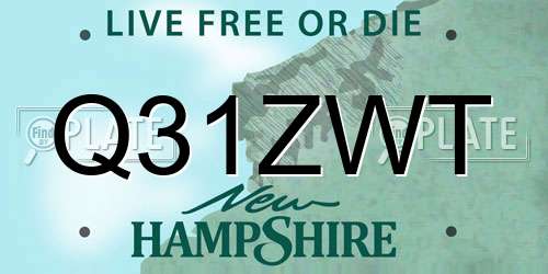 Q31ZWT New Hampshire License Plate