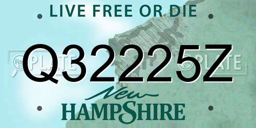 Q32225Z New Hampshire License Plate