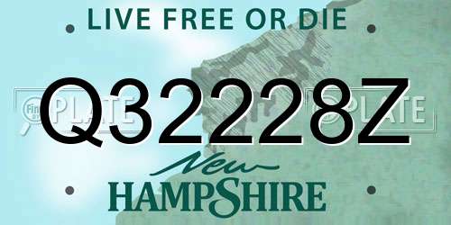Q32228Z New Hampshire License Plate