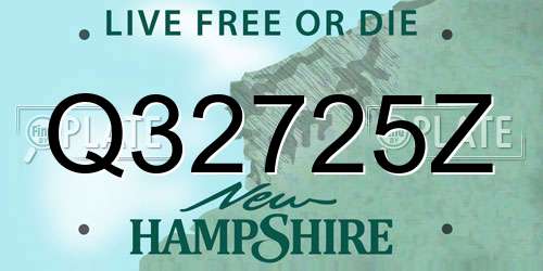 Q32725Z New Hampshire License Plate