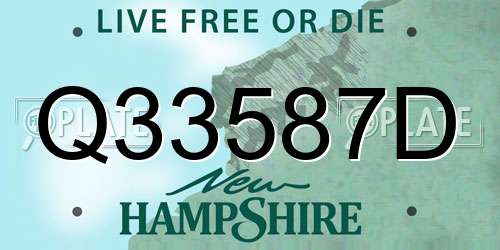 Q33587D New Hampshire License Plate