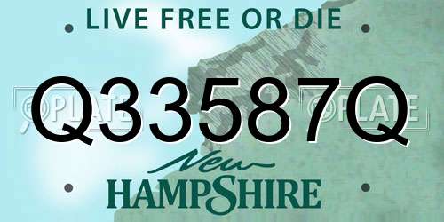 Q33587Q New Hampshire License Plate
