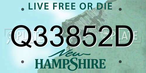 Q33852D New Hampshire License Plate