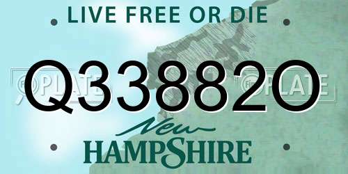 Q33882O New Hampshire License Plate