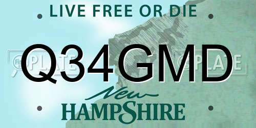 Q34GMD New Hampshire License Plate