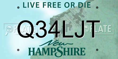 Q34LJT New Hampshire License Plate