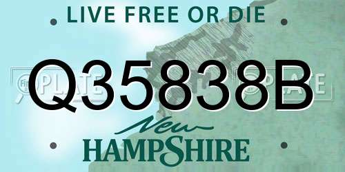 Q35838B New Hampshire License Plate