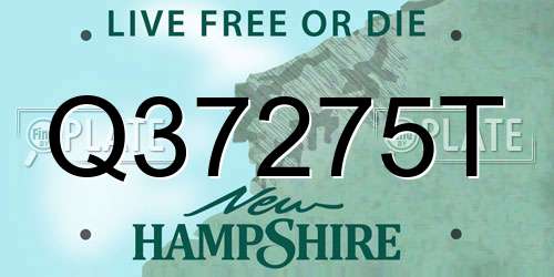 Q37275T New Hampshire License Plate