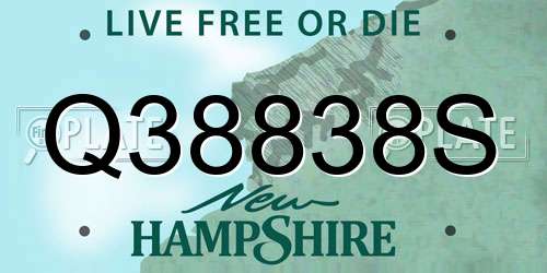 Q38838S New Hampshire License Plate