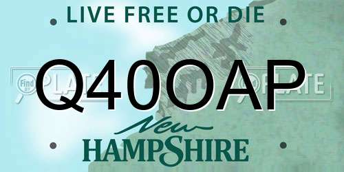 Q40OAP New Hampshire License Plate