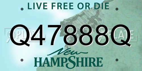 Q47888Q New Hampshire License Plate