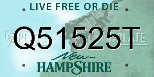 Q51525T New Hampshire License Plate