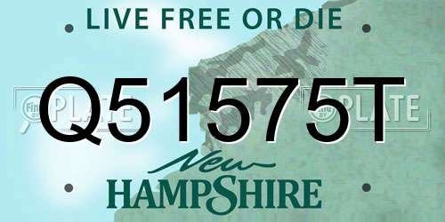 Q51575T New Hampshire License Plate