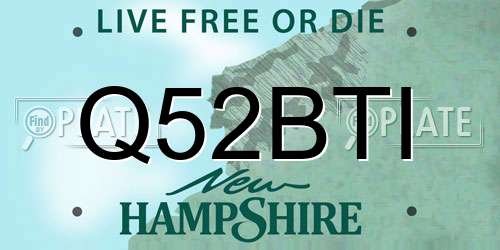 Q52BTI New Hampshire License Plate